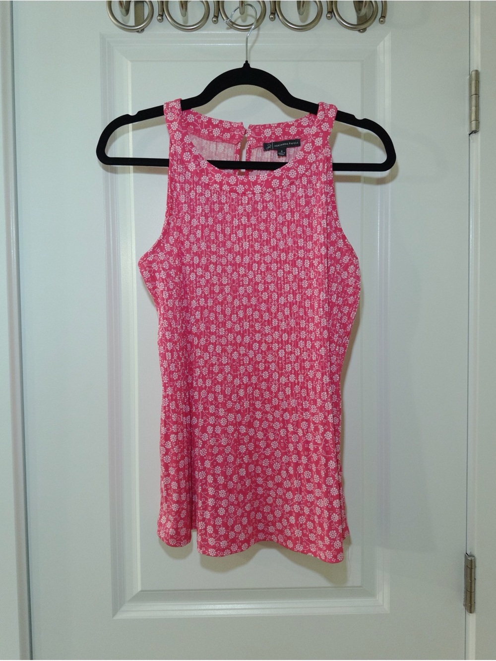 Adrianna Papell Hot Pink Floral Crewneck Tank